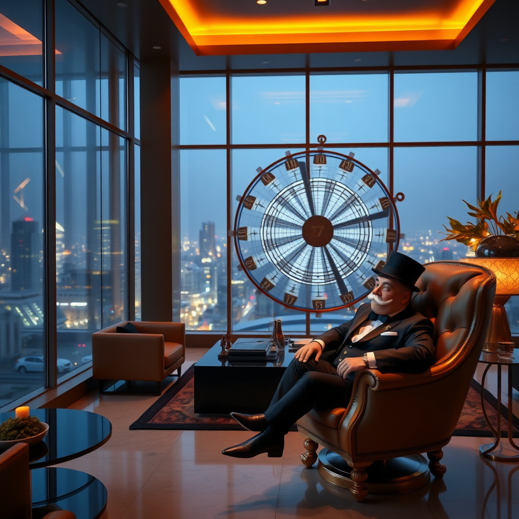 Live casino Monopoly big baller studio in India with the spinning money wheel, Mr. Monopoly host and rupees prize values shown on screen